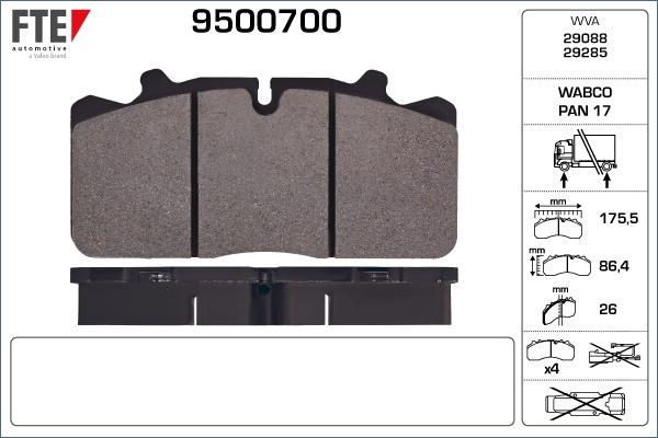 FTE 9500700 - Komplet Pločica, disk-kočnica www.molydon.hr