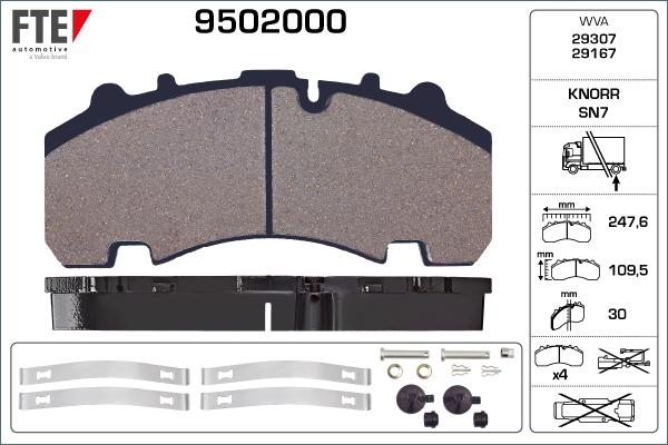 FTE 9502000 - Komplet Pločica, disk-kočnica www.molydon.hr