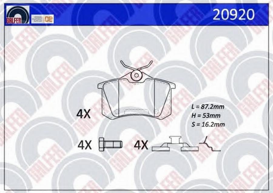 Galfer 20920 - Komplet Pločica, disk-kočnica www.molydon.hr