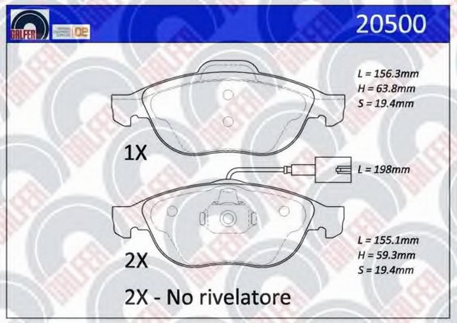 Galfer 20500 - Komplet Pločica, disk-kočnica www.molydon.hr