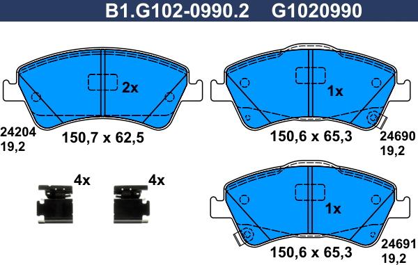 Galfer B1.G102-0990.2 - Komplet Pločica, disk-kočnica www.molydon.hr