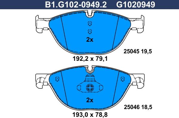 Galfer B1.G102-0949.2 - Komplet Pločica, disk-kočnica www.molydon.hr