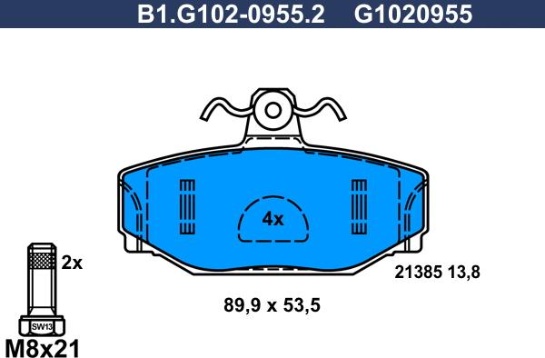 Galfer B1.G102-0955.2 - Komplet Pločica, disk-kočnica www.molydon.hr