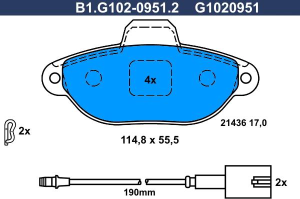 Galfer B1.G102-0951.2 - Komplet Pločica, disk-kočnica www.molydon.hr