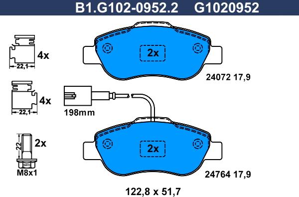 Galfer B1.G102-0952.2 - Komplet Pločica, disk-kočnica www.molydon.hr