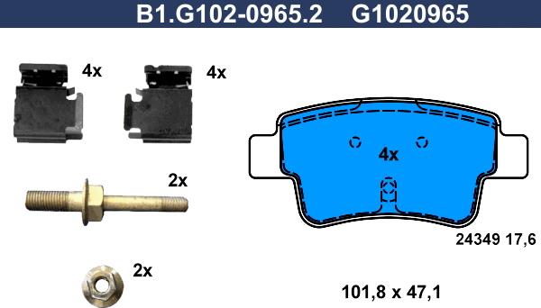 Galfer B1.G102-0965.2 - Komplet Pločica, disk-kočnica www.molydon.hr