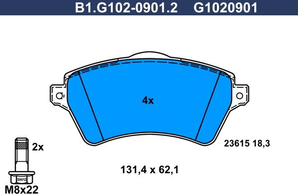 Galfer B1.G102-0901.2 - Komplet Pločica, disk-kočnica www.molydon.hr