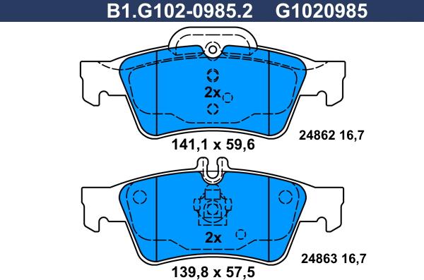 Galfer B1.G102-0985.2 - Komplet Pločica, disk-kočnica www.molydon.hr