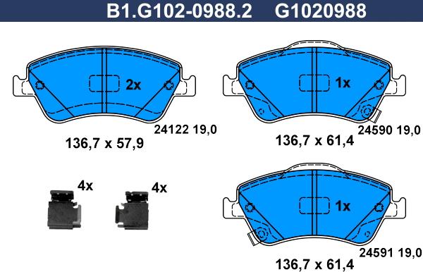 Galfer B1.G102-0988.2 - Komplet Pločica, disk-kočnica www.molydon.hr