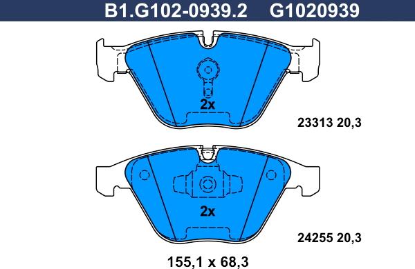 Galfer B1.G102-0939.2 - Komplet Pločica, disk-kočnica www.molydon.hr