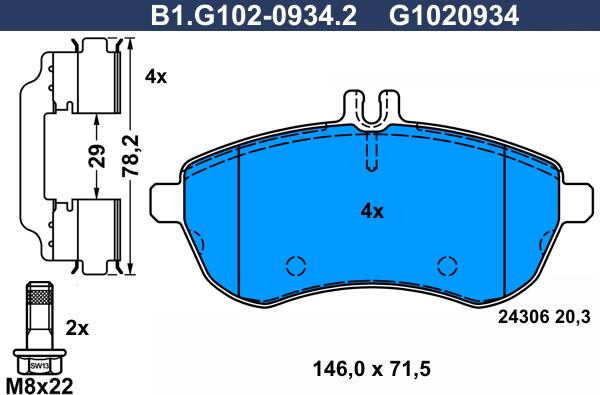 Galfer B1.G102-0934.2 - Komplet Pločica, disk-kočnica www.molydon.hr