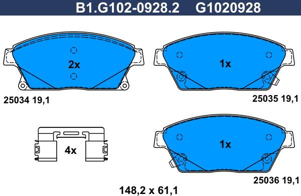 Galfer B1.G102-0928.2 - Komplet Pločica, disk-kočnica www.molydon.hr