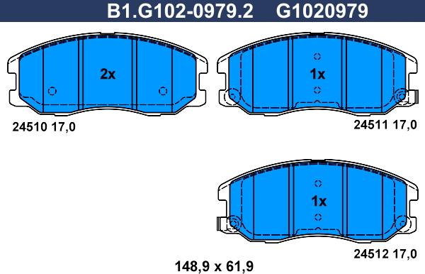 Galfer B1.G102-0979.2 - Komplet Pločica, disk-kočnica www.molydon.hr