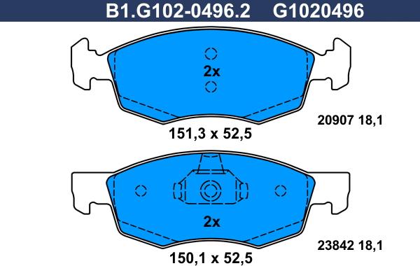 Galfer B1.G102-0496.2 - Komplet Pločica, disk-kočnica www.molydon.hr