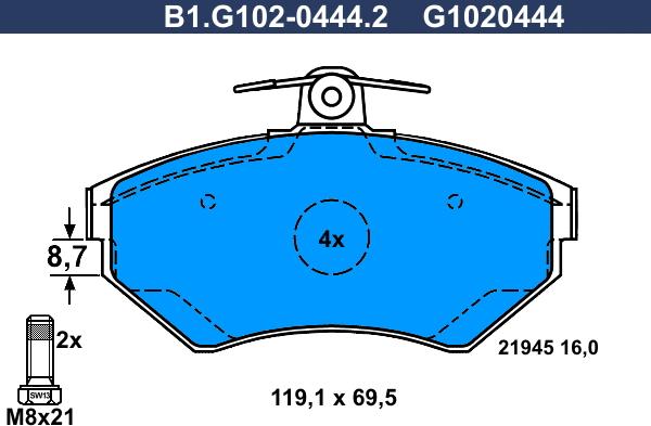 Galfer B1.G102-0444.2 - Komplet Pločica, disk-kočnica www.molydon.hr