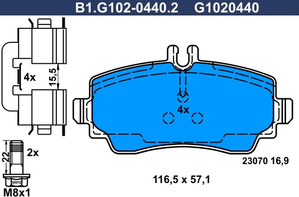 Galfer B1.G102-0440.2 - Komplet Pločica, disk-kočnica www.molydon.hr