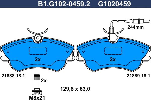 Galfer B1.G102-0459.2 - Komplet Pločica, disk-kočnica www.molydon.hr