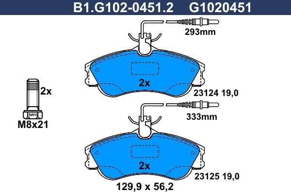 Galfer B1.G102-0451.2 - Komplet Pločica, disk-kočnica www.molydon.hr