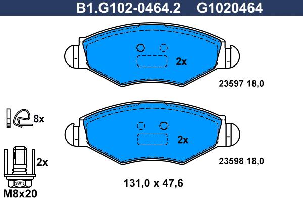 Galfer B1.G102-0464.2 - Komplet Pločica, disk-kočnica www.molydon.hr