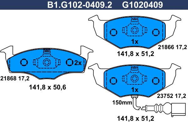 Galfer B1.G102-0409.2 - Komplet Pločica, disk-kočnica www.molydon.hr