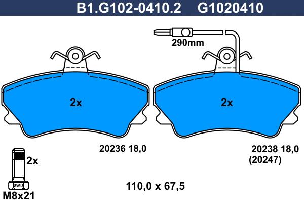 Galfer B1.G102-0410.2 - Komplet Pločica, disk-kočnica www.molydon.hr