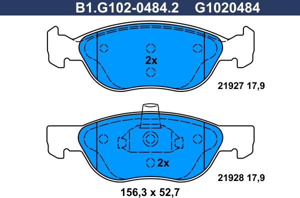 Galfer B1.G102-0484.2 - Komplet Pločica, disk-kočnica www.molydon.hr