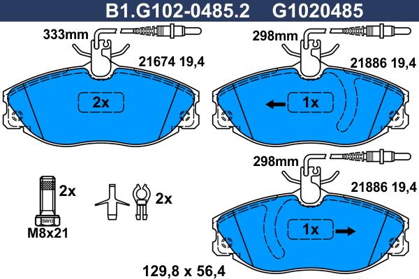 Galfer B1.G102-0485.2 - Komplet Pločica, disk-kočnica www.molydon.hr