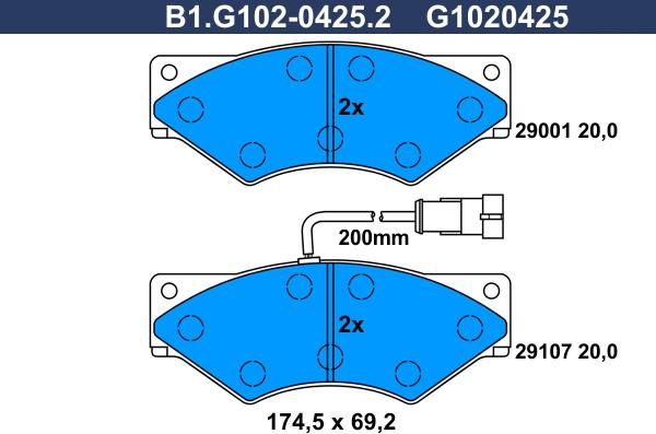 Galfer B1.G102-0425.2 - Komplet Pločica, disk-kočnica www.molydon.hr