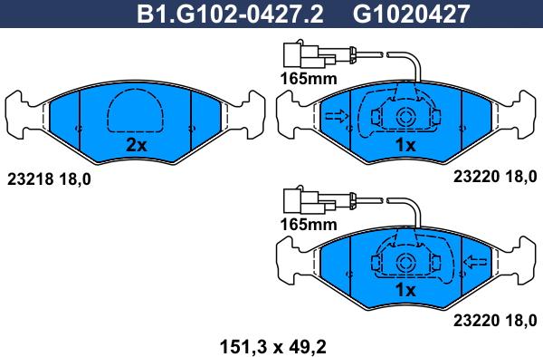 Galfer B1.G102-0427.2 - Komplet Pločica, disk-kočnica www.molydon.hr