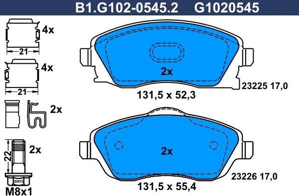 Galfer B1.G102-0545.2 - Komplet Pločica, disk-kočnica www.molydon.hr