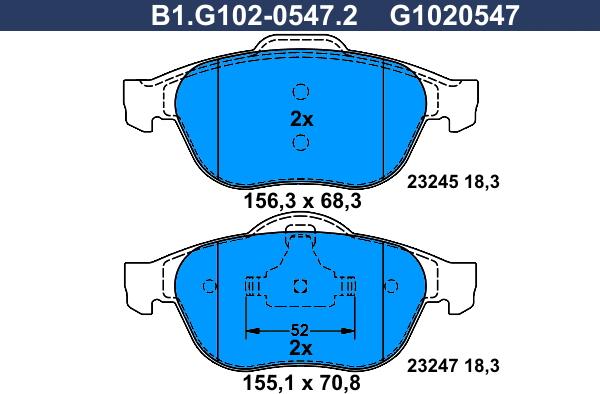 Galfer B1.G102-0547.2 - Komplet Pločica, disk-kočnica www.molydon.hr