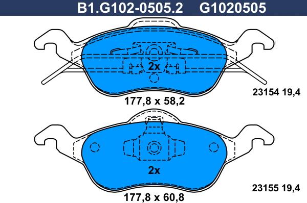 Galfer B1.G102-0505.2 - Komplet Pločica, disk-kočnica www.molydon.hr