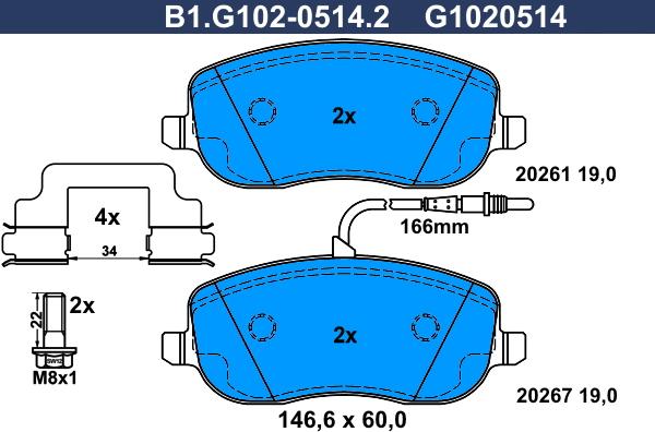 Galfer B1.G102-0514.2 - Komplet Pločica, disk-kočnica www.molydon.hr