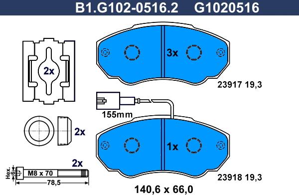 Galfer B1.G102-0516.2 - Komplet Pločica, disk-kočnica www.molydon.hr