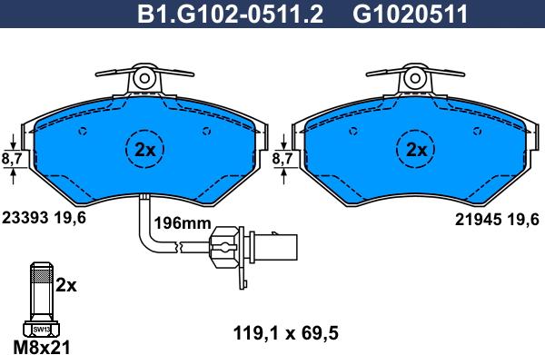 Galfer B1.G102-0511.2 - Komplet Pločica, disk-kočnica www.molydon.hr