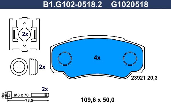 Galfer B1.G102-0518.2 - Komplet Pločica, disk-kočnica www.molydon.hr