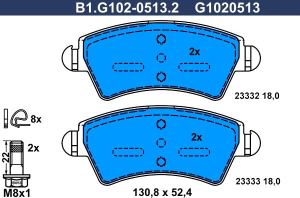 Galfer B1.G102-0513.2 - Komplet Pločica, disk-kočnica www.molydon.hr