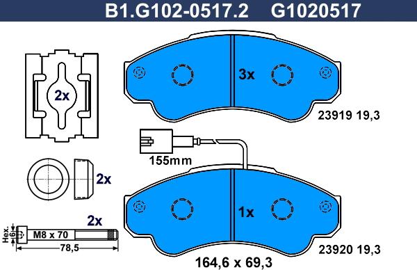 Galfer B1.G102-0517.2 - Komplet Pločica, disk-kočnica www.molydon.hr