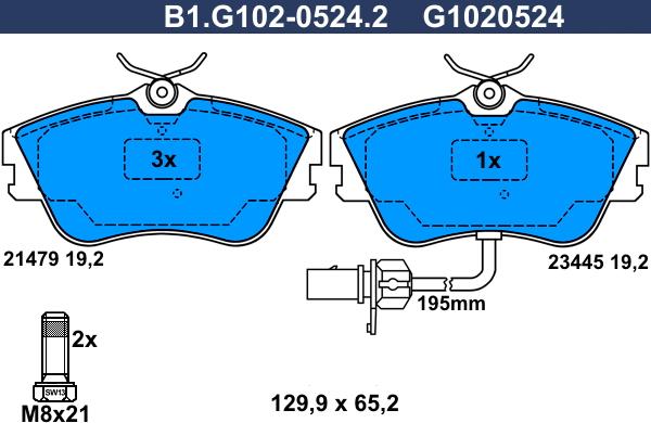 Galfer B1.G102-0524.2 - Komplet Pločica, disk-kočnica www.molydon.hr