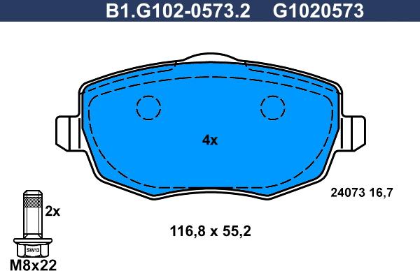 Galfer B1.G102-0573.2 - Komplet Pločica, disk-kočnica www.molydon.hr