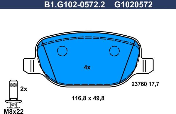 Galfer B1.G102-0572.2 - Komplet Pločica, disk-kočnica www.molydon.hr