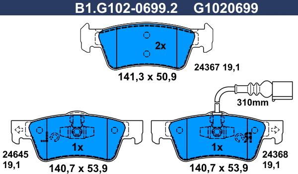 Galfer B1.G102-0699.2 - Komplet Pločica, disk-kočnica www.molydon.hr