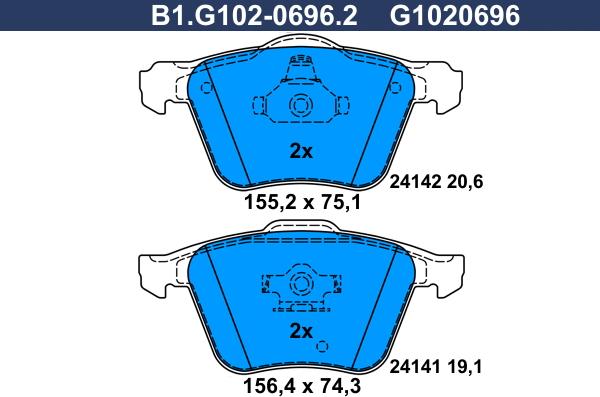 Galfer B1.G102-0696.2 - Komplet Pločica, disk-kočnica www.molydon.hr