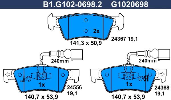 Galfer B1.G102-0698.2 - Komplet Pločica, disk-kočnica www.molydon.hr