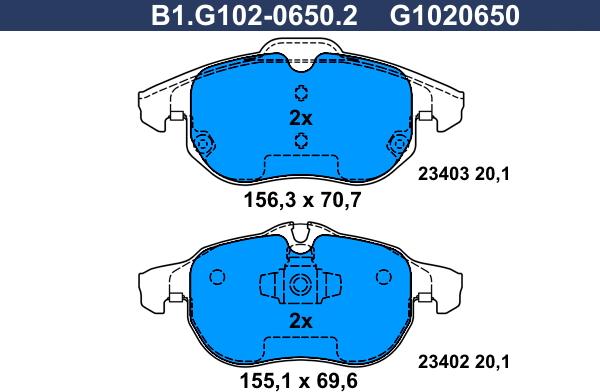 Galfer B1.G102-0650.2 - Komplet Pločica, disk-kočnica www.molydon.hr