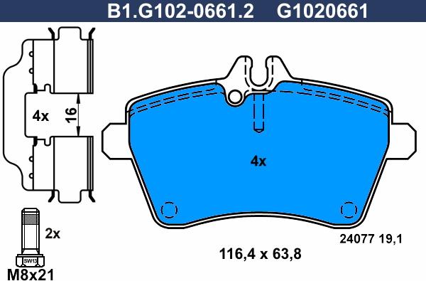 Galfer B1.G102-0661.2 - Komplet Pločica, disk-kočnica www.molydon.hr