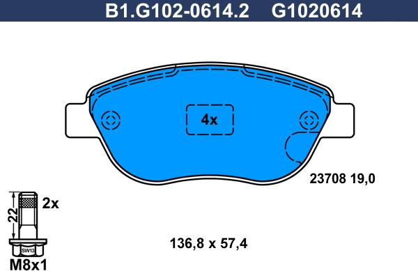 Galfer B1.G102-0614.2 - Komplet Pločica, disk-kočnica www.molydon.hr