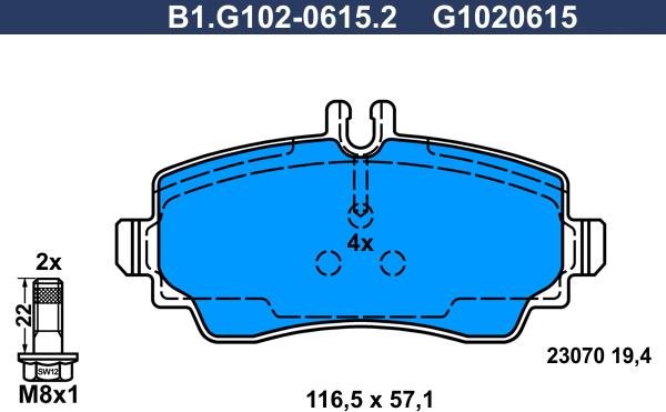 Galfer B1.G102-0615.2 - Komplet Pločica, disk-kočnica www.molydon.hr