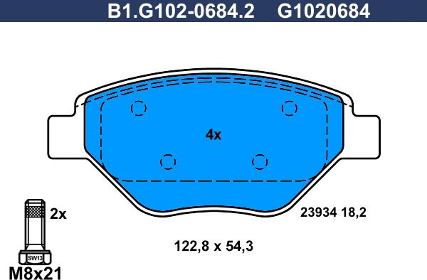 Galfer B1.G102-0684.2 - Komplet Pločica, disk-kočnica www.molydon.hr