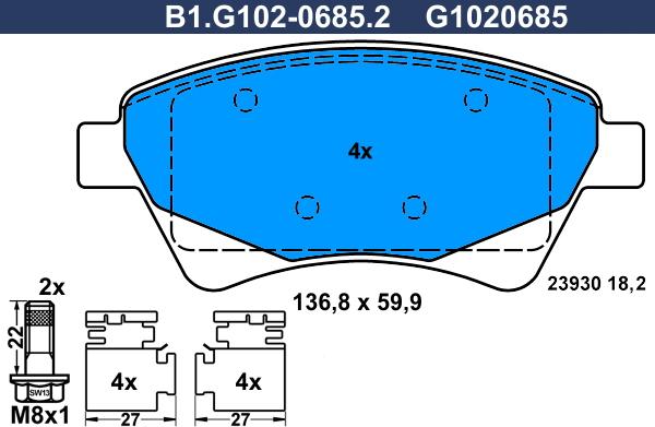 Galfer B1.G102-0685.2 - Komplet Pločica, disk-kočnica www.molydon.hr